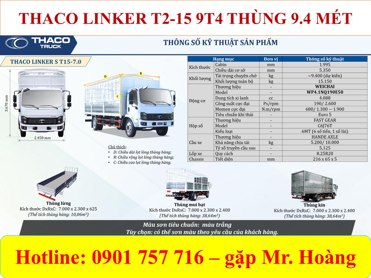XE TẢI 9.45 TẤN